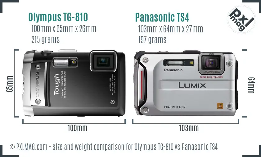 Olympus TG-810 vs Panasonic TS4 size comparison