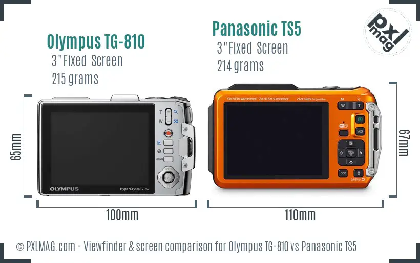 Olympus TG-810 vs Panasonic TS5 Screen and Viewfinder comparison