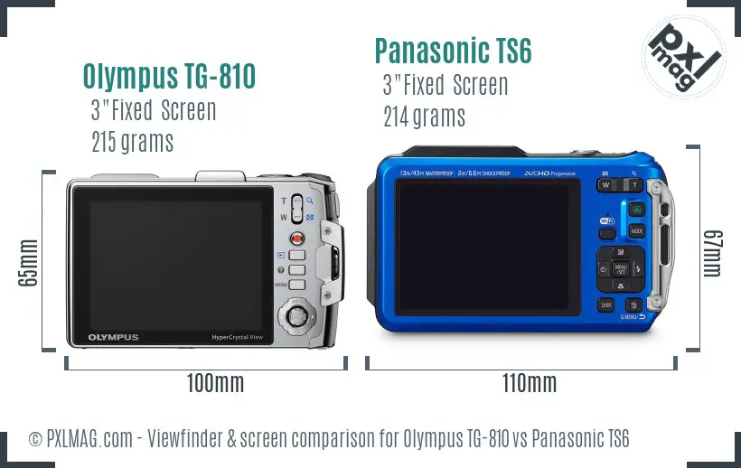 Olympus TG-810 vs Panasonic TS6 Screen and Viewfinder comparison