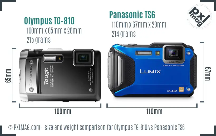 Olympus TG-810 vs Panasonic TS6 size comparison