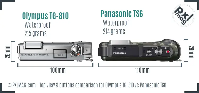 Olympus TG-810 vs Panasonic TS6 top view buttons comparison