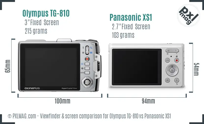 Olympus TG-810 vs Panasonic XS1 Screen and Viewfinder comparison
