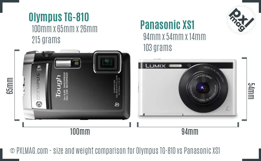 Olympus TG-810 vs Panasonic XS1 size comparison