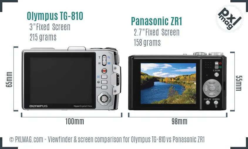 Olympus TG-810 vs Panasonic ZR1 Screen and Viewfinder comparison