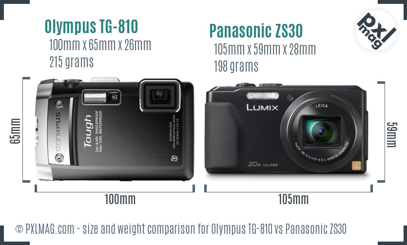 Olympus TG-810 vs Panasonic ZS30 size comparison