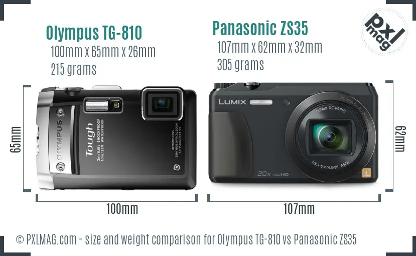 Olympus TG-810 vs Panasonic ZS35 size comparison