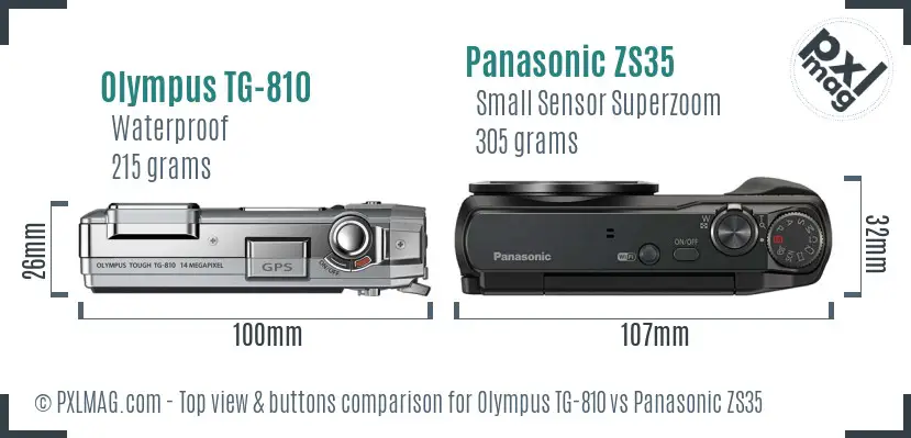 Olympus TG-810 vs Panasonic ZS35 top view buttons comparison