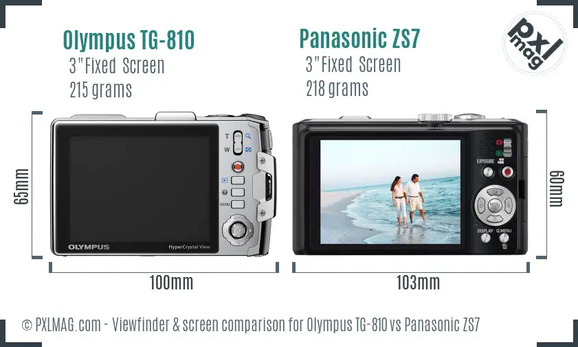 Olympus TG-810 vs Panasonic ZS7 Screen and Viewfinder comparison