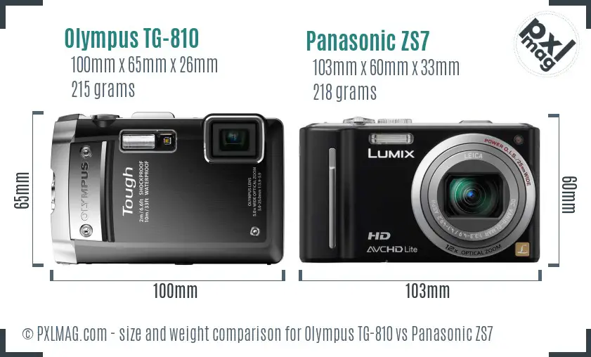 Olympus TG-810 vs Panasonic ZS7 size comparison