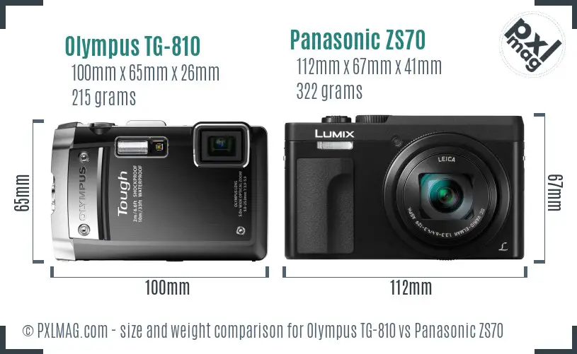 Olympus TG-810 vs Panasonic ZS70 size comparison