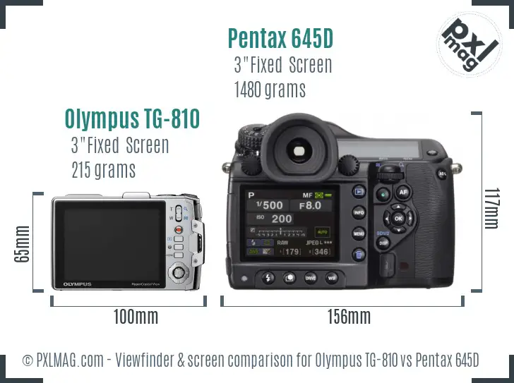 Olympus TG-810 vs Pentax 645D Screen and Viewfinder comparison