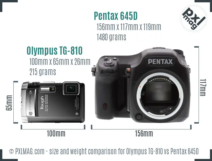 Olympus TG-810 vs Pentax 645D size comparison