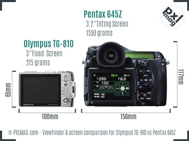 Olympus TG-810 vs Pentax 645Z Screen and Viewfinder comparison