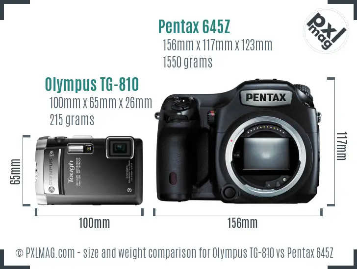 Olympus TG-810 vs Pentax 645Z size comparison