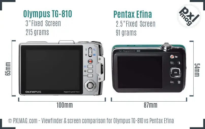 Olympus TG-810 vs Pentax Efina Screen and Viewfinder comparison