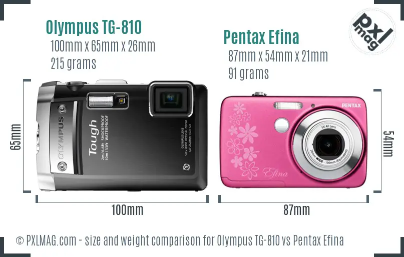 Olympus TG-810 vs Pentax Efina size comparison