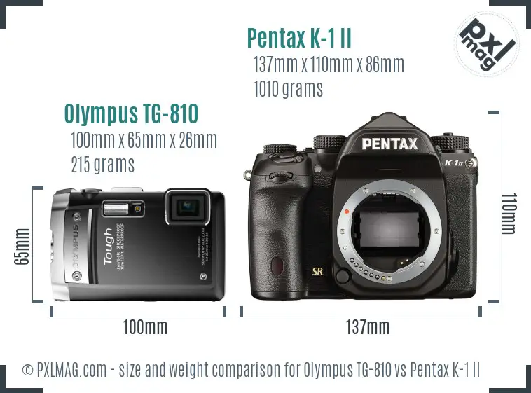 Olympus TG-810 vs Pentax K-1 II size comparison