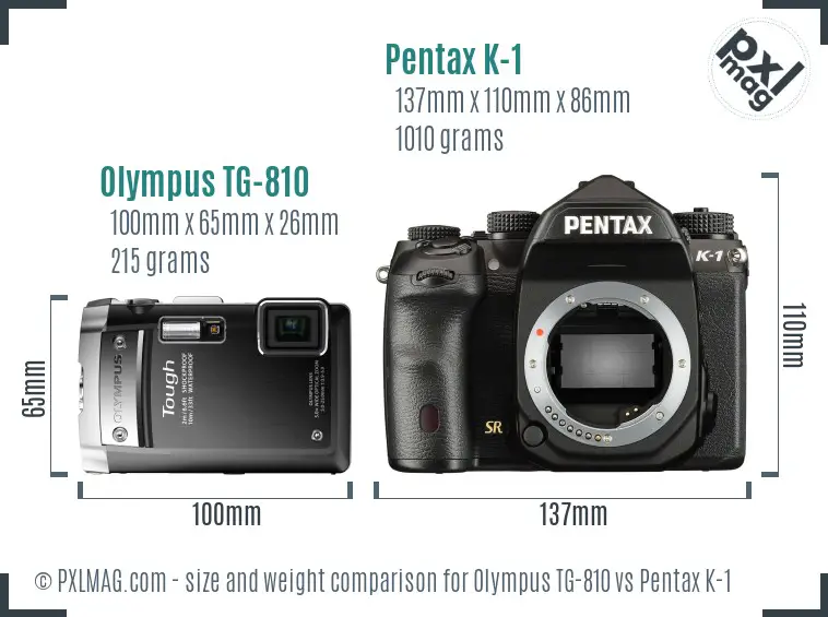 Olympus TG-810 vs Pentax K-1 size comparison