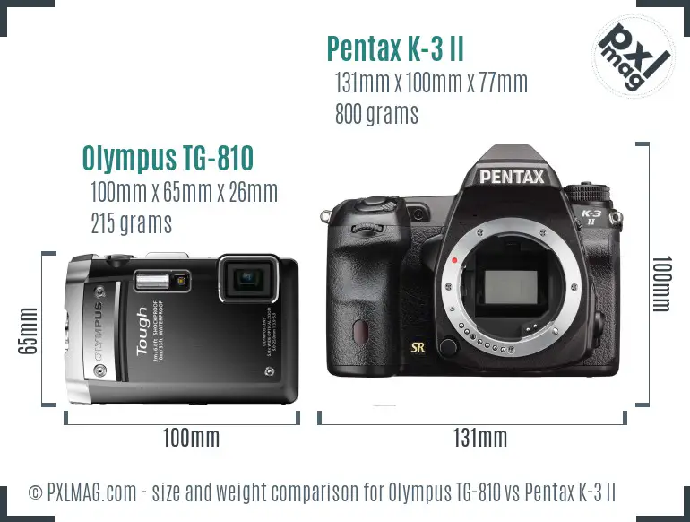 Olympus TG-810 vs Pentax K-3 II size comparison