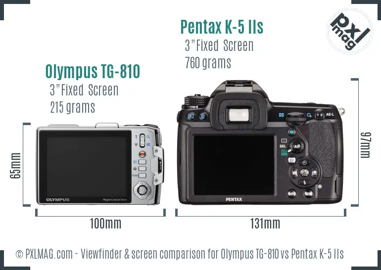 Olympus TG-810 vs Pentax K-5 IIs Screen and Viewfinder comparison