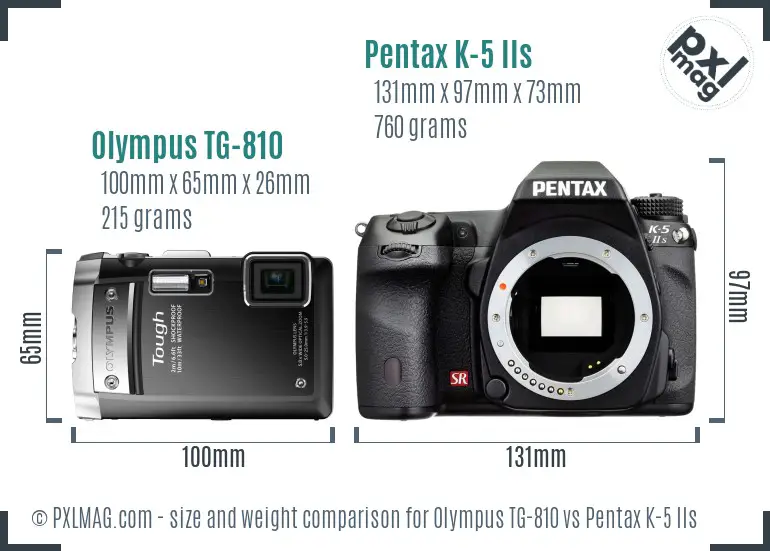 Olympus TG-810 vs Pentax K-5 IIs size comparison