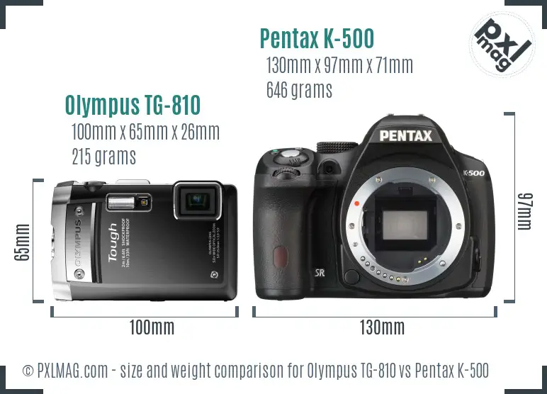 Olympus TG-810 vs Pentax K-500 size comparison