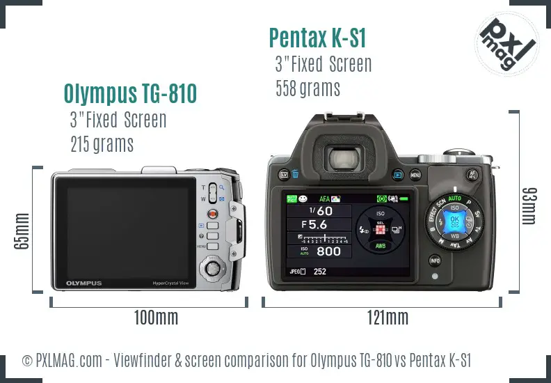 Olympus TG-810 vs Pentax K-S1 Screen and Viewfinder comparison