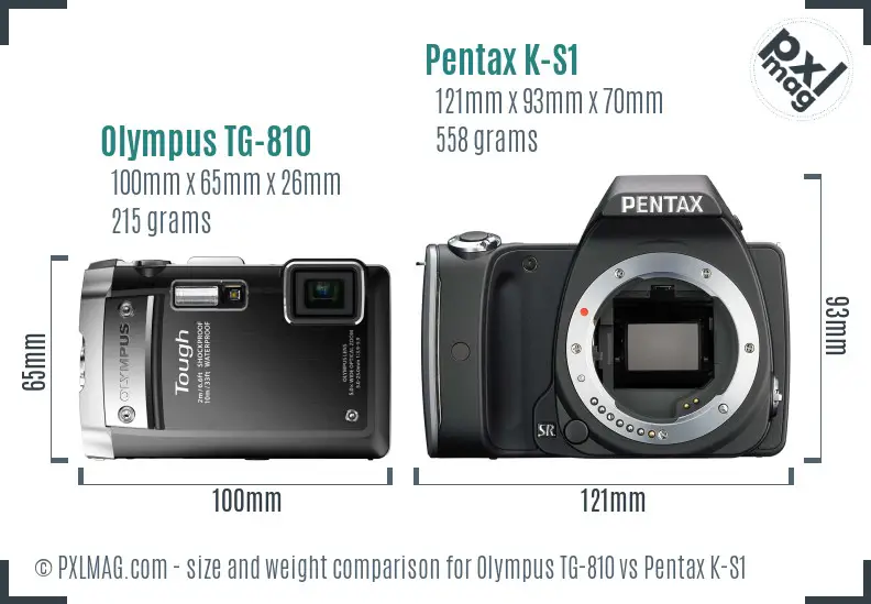 Olympus TG-810 vs Pentax K-S1 size comparison