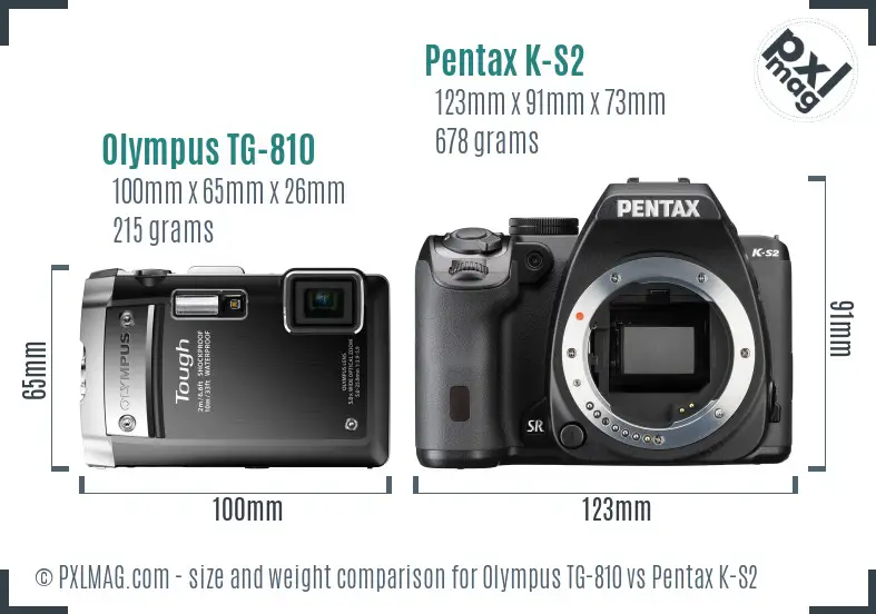 Olympus TG-810 vs Pentax K-S2 size comparison