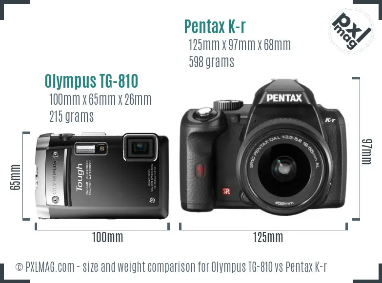 Olympus TG-810 vs Pentax K-r size comparison