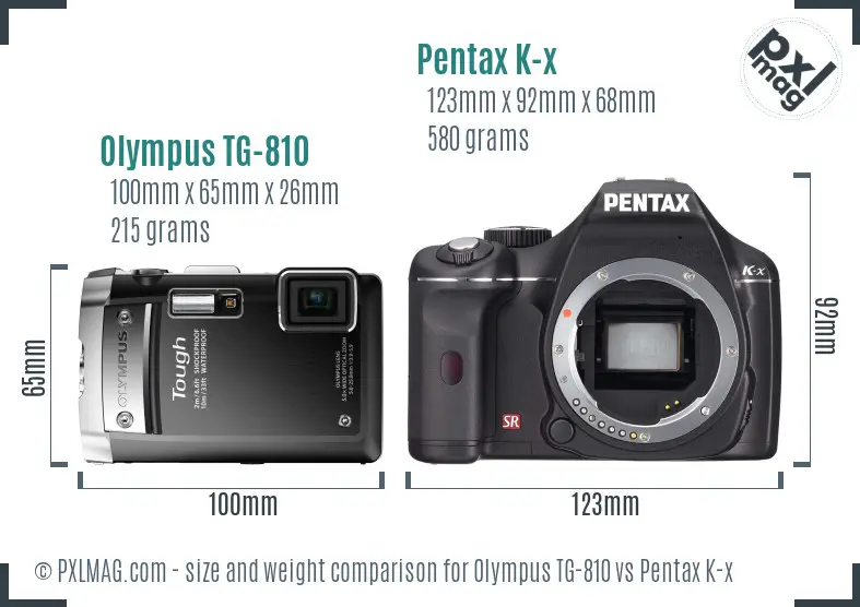 Olympus TG-810 vs Pentax K-x size comparison