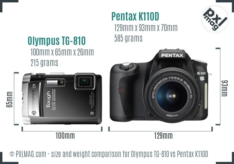 Olympus TG-810 vs Pentax K110D size comparison