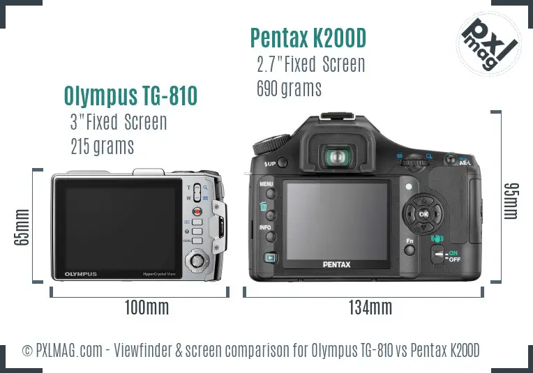 Olympus TG-810 vs Pentax K200D Screen and Viewfinder comparison Olympus TG-810 vs Pentax K200D Screen and Viewfinder comparison