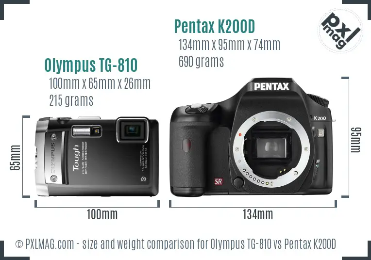 Olympus TG-810 vs Pentax K200D size comparison Olympus TG-810 vs Pentax K200D size comparison