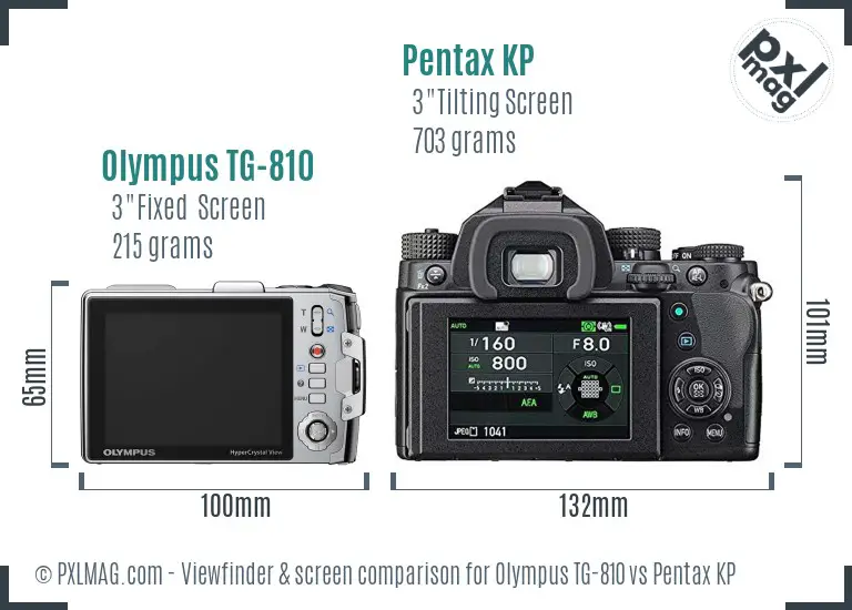 Olympus TG-810 vs Pentax KP Screen and Viewfinder comparison