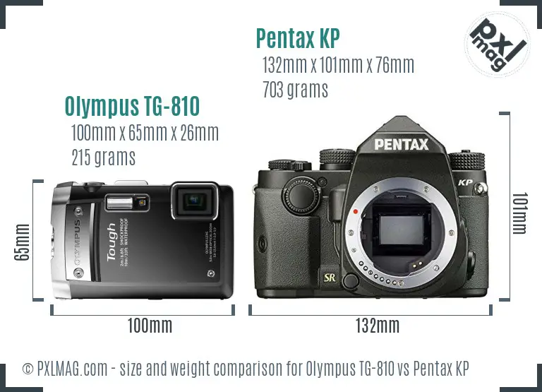 Olympus TG-810 vs Pentax KP size comparison