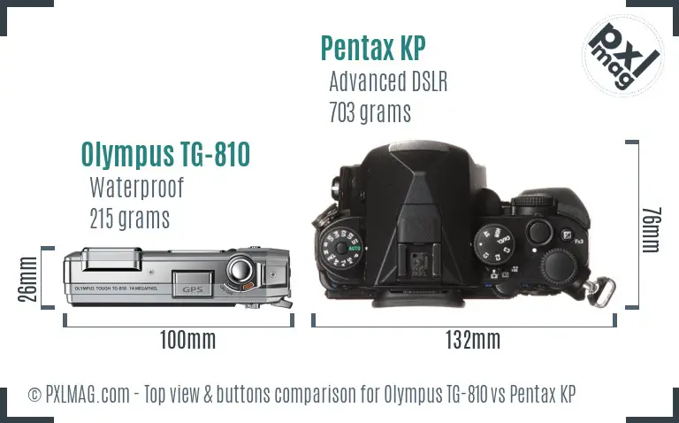 Olympus TG-810 vs Pentax KP top view buttons comparison