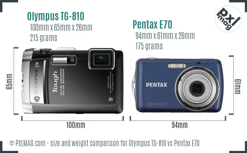 Olympus TG-810 vs Pentax E70 size comparison
