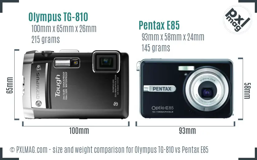 Olympus TG-810 vs Pentax E85 size comparison