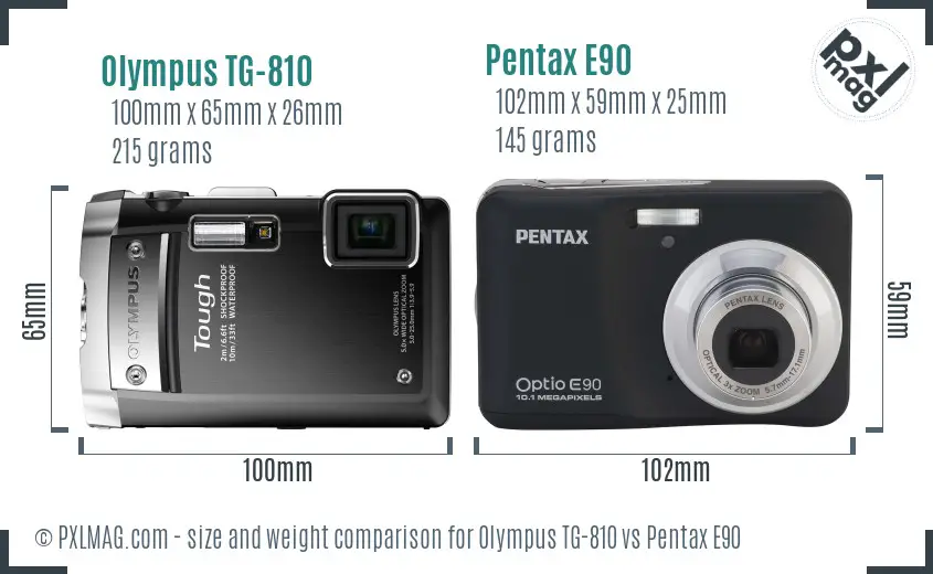 Olympus TG-810 vs Pentax E90 size comparison