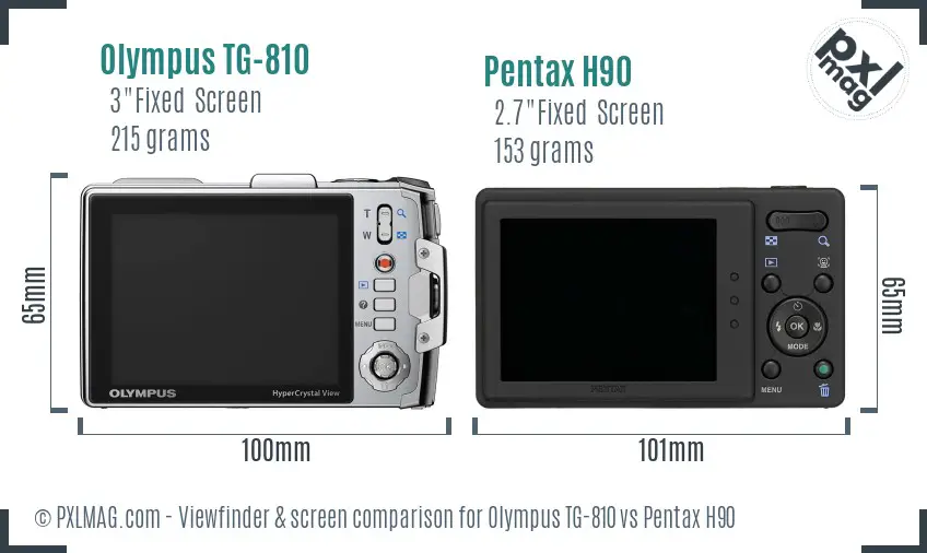 Olympus TG-810 vs Pentax H90 Screen and Viewfinder comparison