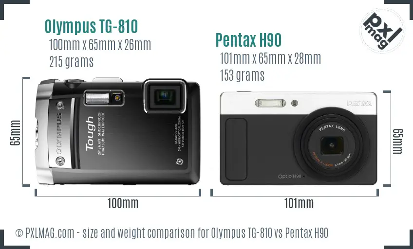 Olympus TG-810 vs Pentax H90 size comparison