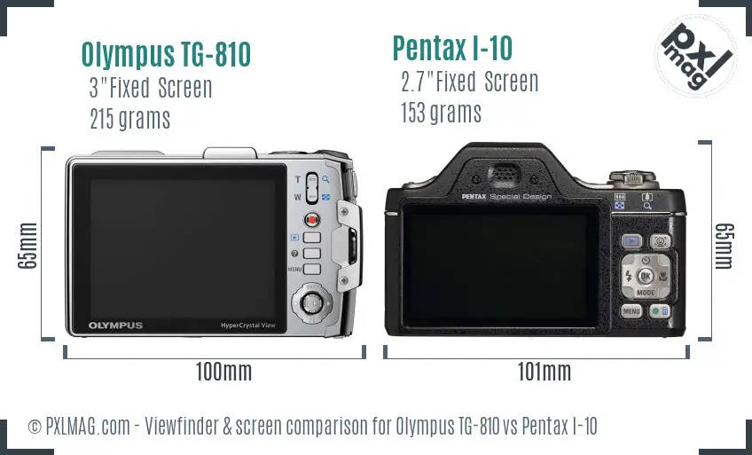 Olympus TG-810 vs Pentax I-10 Screen and Viewfinder comparison