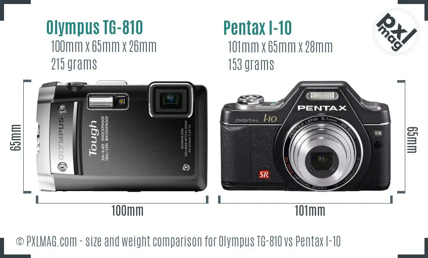 Olympus TG-810 vs Pentax I-10 size comparison
