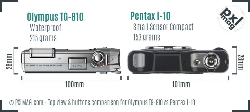Olympus TG-810 vs Pentax I-10 top view buttons comparison