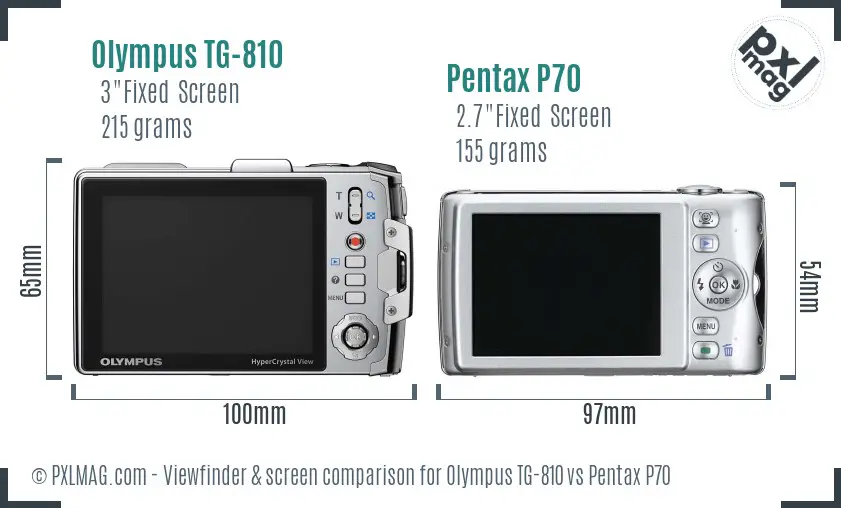 Olympus TG-810 vs Pentax P70 Screen and Viewfinder comparison