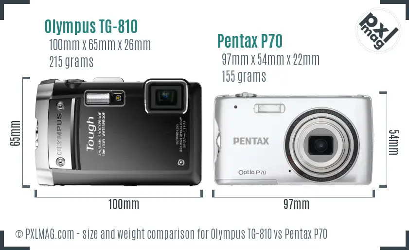 Olympus TG-810 vs Pentax P70 size comparison