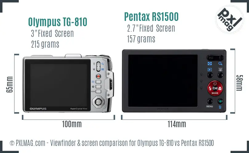 Olympus TG-810 vs Pentax RS1500 Screen and Viewfinder comparison