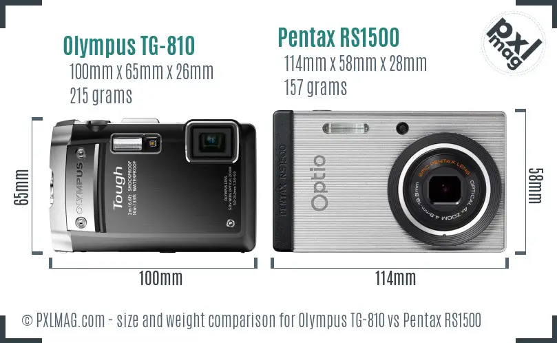 Olympus TG-810 vs Pentax RS1500 size comparison