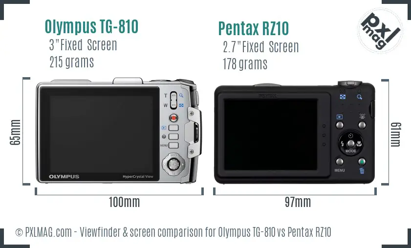 Olympus TG-810 vs Pentax RZ10 Screen and Viewfinder comparison